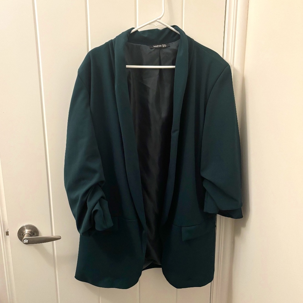 Green open front blazer